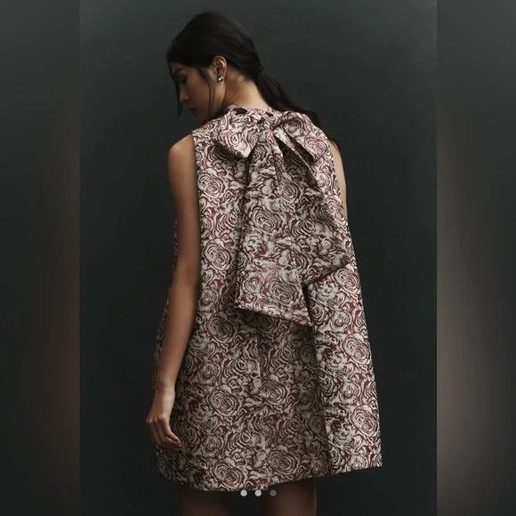 Anthropologie Vintage Floral Jacquard Patterned Mini Dress Nwt - Picture 3 of 7